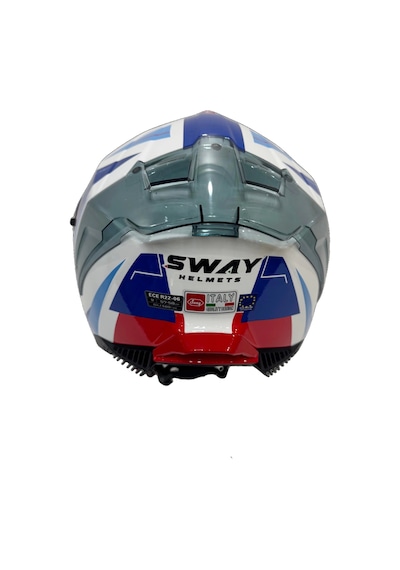 Sway Sw 865 Tİtan White Blue Red Güneş Gözlüklü Kask Beyaz - Mavi - Kırmızı