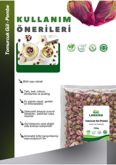Tomurcuk Gül -kuru Gül Goncası Gül Çayı - Pembe 100g-dried Rose Buds