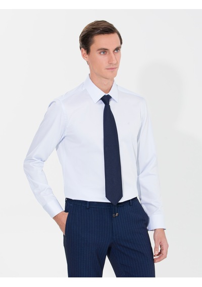 Cacharel Açık Mavi Slim Fit Uzun Kollu Basic Gömlek Denım