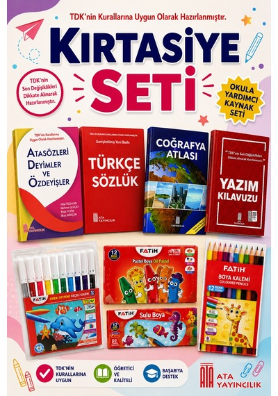 Ata Coğrafya Atlası-türkçe Sözlük-atasözleri, Deyimler Ve Özdeyişler-yazım Kılavuzu- Fatih Boya Seti