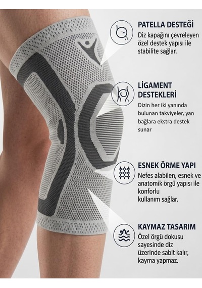 Patella Ligament Destekli 3d Örgü Dizlik - Esnek Eklem Sabitleyici - Sporcu Ve Günlük Kullanıma Uygun, Large Genel