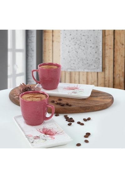 Keramika Set Dogaltas Atıstırmalık 4 Parca Beyaz 004-frambuaz 553 20580 A