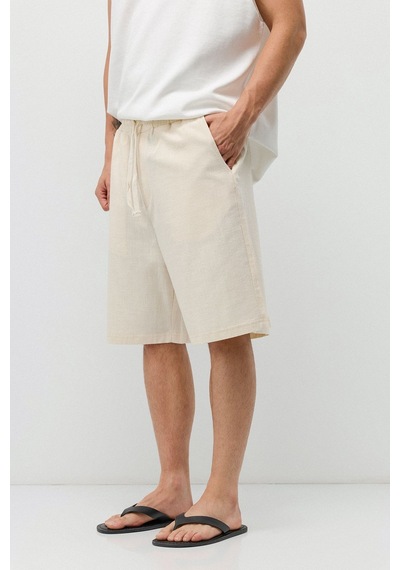 Vamos Basic Oversize Keten Şort Naturel
