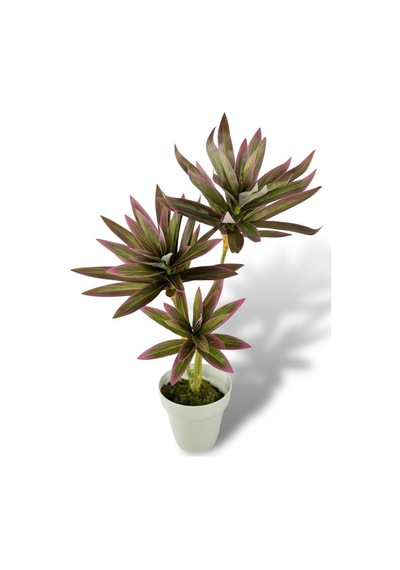 Yapay Çiçek Pembe Yukka Ağacı 60cm 3dal Salon Çiçeği Beyaz Saksılı Yapay Bitki