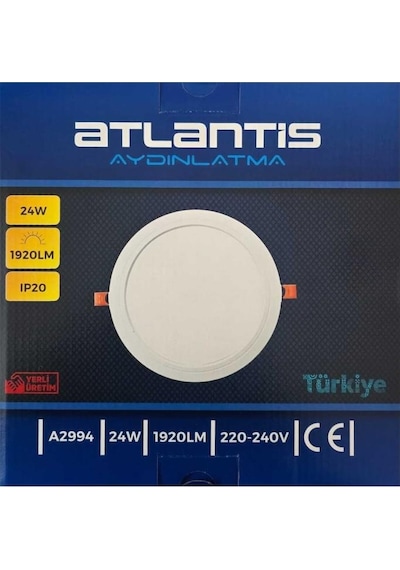Atlantis 24w Sıva Altı Panel Led Beyaz 18w Uyumlu İç Çap 20cm Dış Çap 23cm Soğutuculu 1920 Lümen