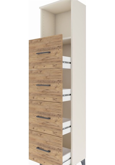 Arges Dolap Tek Raflı 4 Çekmeceli 44x30x182 Aytaşı-çam Aytaşı
