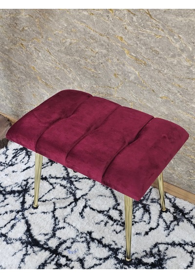 Zafir Gold Sivriltme Ayaklı 60 Cm Puf Bench - Puf - Bench - Oturak - Mutfak Oturağı - Antre Oturağı Bordo