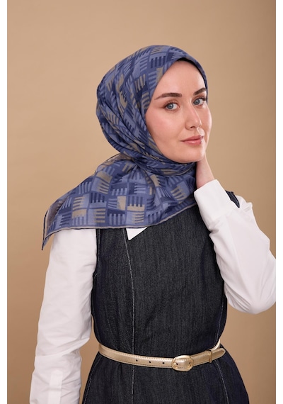 Silk Home Yaz Esintisi Eşarp 150001-13 İndigo, Yeşil Bej, Eflatun