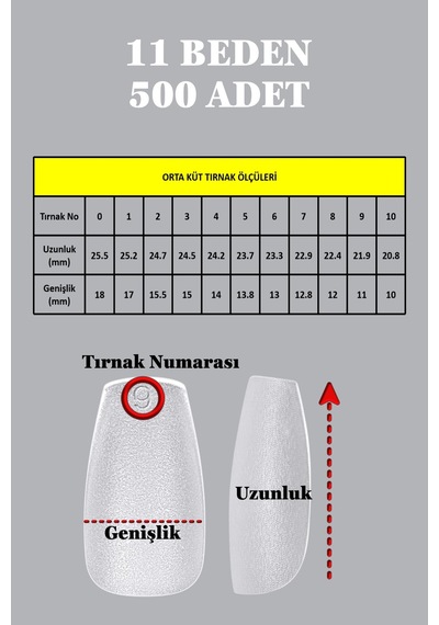 500 Adet Yeni Nesil Jel Destekli Küt Şekil Orta Uzun Takma Tırnak Seti Orta Küt