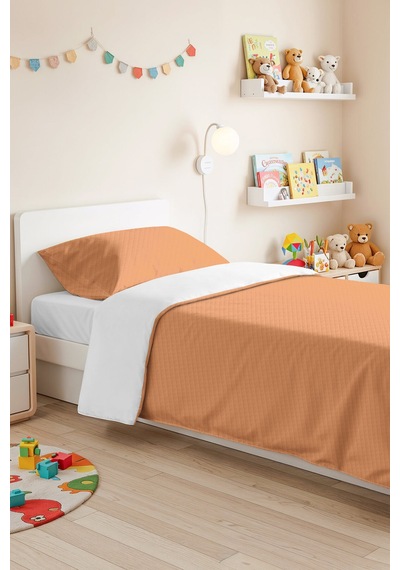 Somon Kapitone Tek Kişilik Pike Takımı - Modern Düz Bakır 160x220 Cm Mevsimlik Yatak Örtüsü Puslu Halı Pususu