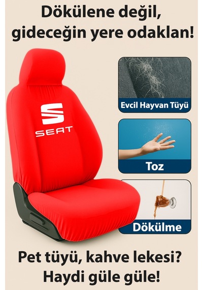 Aracınız İçin Özel Olarak Tasarlanan Seat Toledo İle Uyumlu Oto Koltuk Kılıfı İle Sürüş Kırmızı Kırmızı