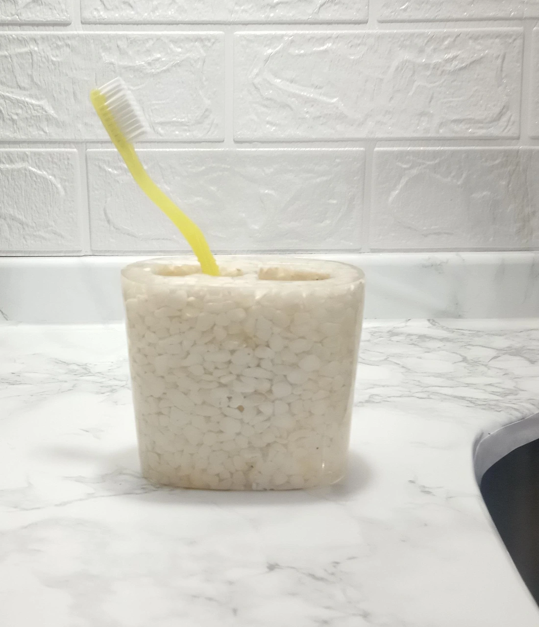 2 Adet Diş Fırçalık Deniz Taşı El Yapımı 400 Gr 10x5x9cm Banyo Seti Çok Renkli