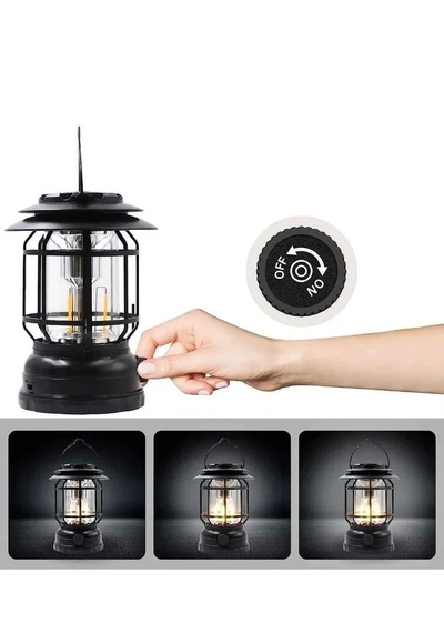 Bluetooth Hoparlör Özellikli Dimerli Led Kamp Lambası Hs66 2 Açık Ahşap