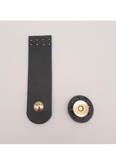 Angel Çanta Aksesuar 11x3 cm Siyah Gerçek Deri Düz Çanta Kapağı Light Gold Metalli