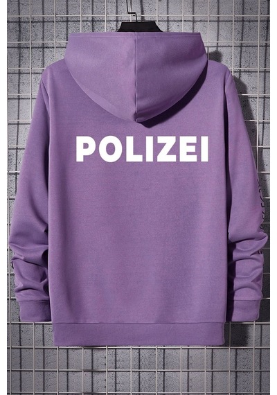 Uyguntarz Unisex Polizei Sırt Baskılı Sweatshirt Lila
