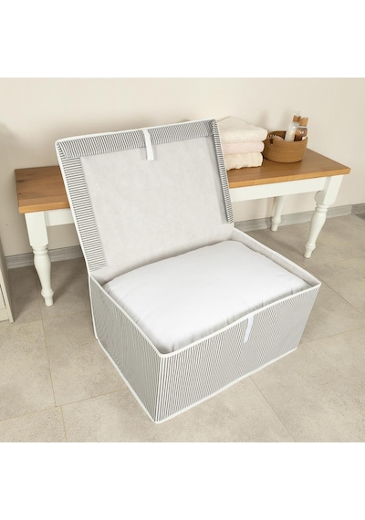 Çok Amaçlı Düzenleyici Kapaklı Sandık Tipi Kutu Hurç Organizer 3 Lü Set Gri, Maxi 50 X 40 X 30 Diğer