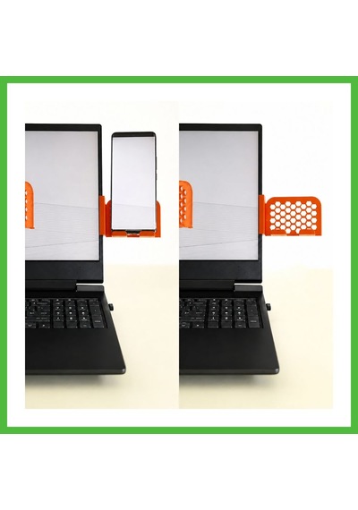 Vaveni 3d Baskı Monitor Telefon Tutucu - Petek Desenli Laptop Kenar Telefon Tutucu-turuncu Arz