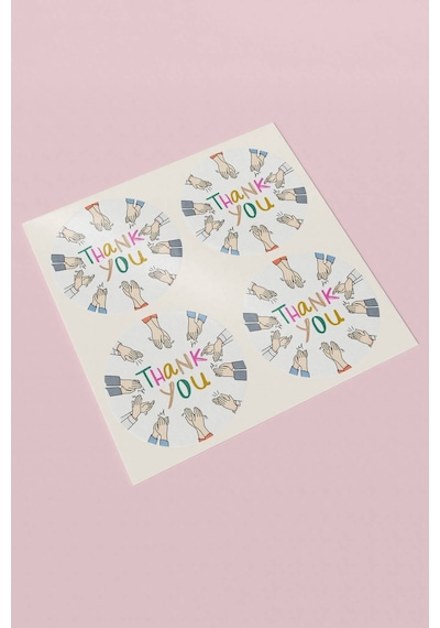 Renkli Yazılı Alkışlayan Eller Sticker 3x3cm St2335 Çok Renkli