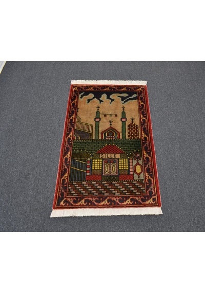 Zehra Abla Halı Yeni El Dokuması Seccade Mihraplı Mevlana Sille Konya Yün Halı 7135 Çok Renkli