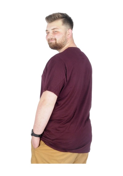 Mode Xl Büyük Beden T-Shirt Bis Yaka Black Series 22189 Mürdüm 001