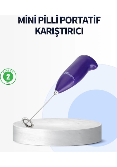 Mini Pilli Portatif Karıştırıcı Cappuccino, Latte, Frappe Ve Kahve Köpürtücü
