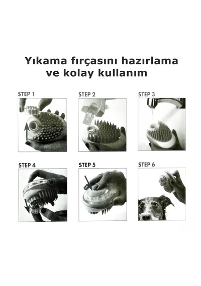 Şampuan Hazneli Silikon Banyo Kedi Köpek Yıkama Fırçası Yeşil 11 CM