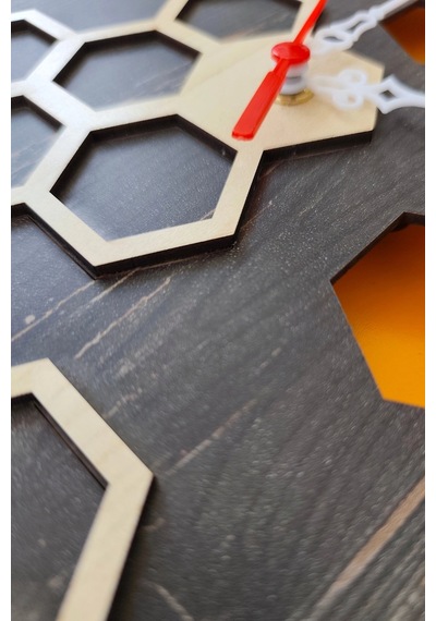 Geometrik Modern Ahşap Lazer Kesim 2d Mdf Duvar Saati Ahşap - Siyah