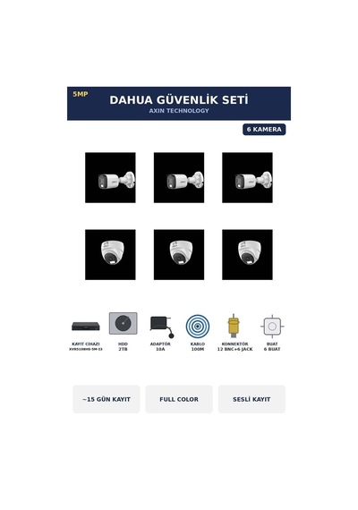 6 Kameralı 5mp Güvenlik Kamera Seti 5mp Full Color Sesli Dome+bullet 2tb 15 Gün Kayıt 65636483 6 Kameralı 5mp Güvenlik Kamera Seti 5mp Full Color Sesli Dome+bullet 2tb 15 Gün Kayıt 65636483
