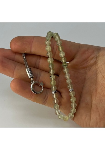 Sertifikalı Prehnit 6mm 33lük Doğal Taş Tesbih