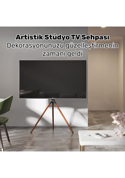 Npo Std1246f 45"-65" Vesa Uyumlu Ahşap Ayaklı 360 Dönebilen Dekoratif Taşınabilir Tv Standı