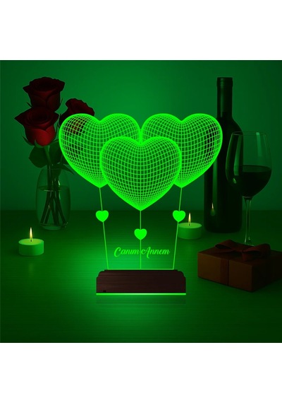 Luvivia Kalp Sevgiliye Hediye Kişiye Özel 3d Lamba - Masa Gece Lambası V3
