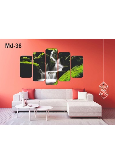 5 Parça Irmak Manzaralı Mdf Tablo
