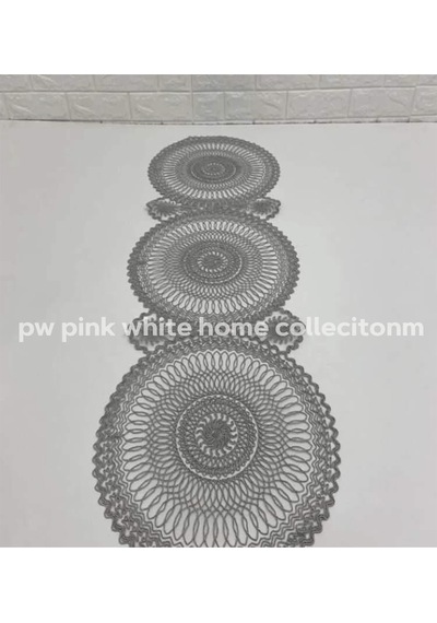 Kordon işlemeli Runner 38 x 115 CM Gri