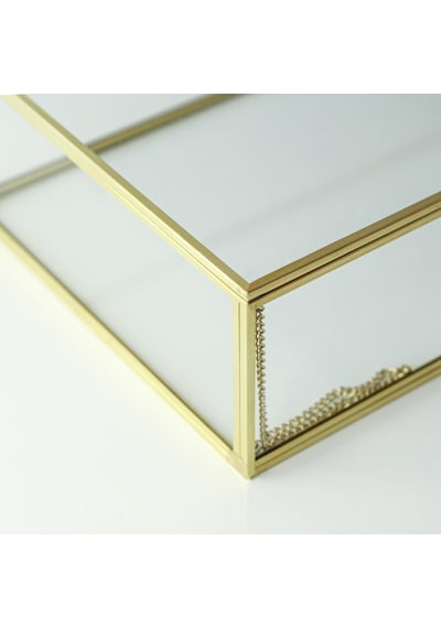 Cam Kutu Ekstra Büyük Pirinç & Gold 40x30x8cm