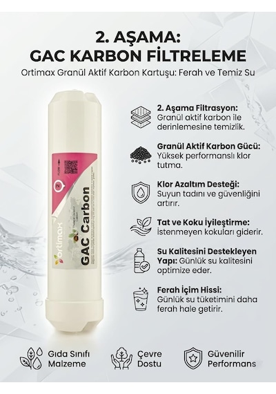 Ortimax 5'li Su Arıtma Filtre Seti, Pp Sediment, Gac, Cto Karbon, Membran Ve Post Karbon Diğer