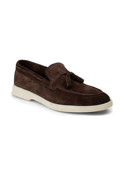 Deery Erkek Hakiki Süet Kahverengi Püsküllü Loafer - 02027mkhvc01