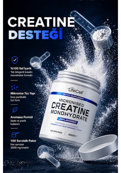 Creatıne Monohydrate 300 G 200 Mesh Mikronize Aromasız Kreatin 3000 Mg