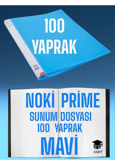 30 Yaprak Mavi A4 Sunum Dosyası Noki Prime Yüksek Kalite Poşet Kalınlığı Yerli Üretim 100sayfamavi
