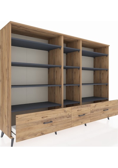 Hyperion Dolap 12 Raflı 3 Çekmeceli 220x44x163 Çam-antrasit/çam Antrasıt/atlas Çam - Atlas Çam Hyperion Dolap 12 Raflı 3 Çekmeceli 220x44x163 Çam-antrasit/çam Antrasıt/atlas Çam - Atlas Çam