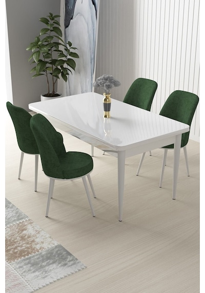 Canisa Concept Nil Serisi 70x110 Sabit Mutfak Masası Takımı Beyaz Masa 4 Haki Yeşil Sandalye Haki Yeşil Canisa Concept Nil Serisi 70x110 Sabit Mutfak Masası Takımı Beyaz Masa 4 Haki Yeşil Sandalye Haki Yeşil