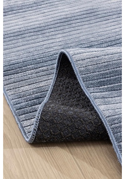 Stripe Mavi Kilim Kaymaz Taban Salon Oturma Odası Antre Halısı 33013a, 120 X 180 Çok Renkli