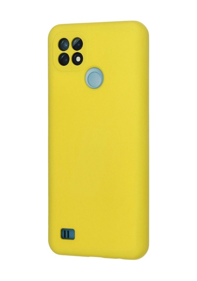 Realme C21 Kılıf Nano İçi Kadife Silikon - Sarı -