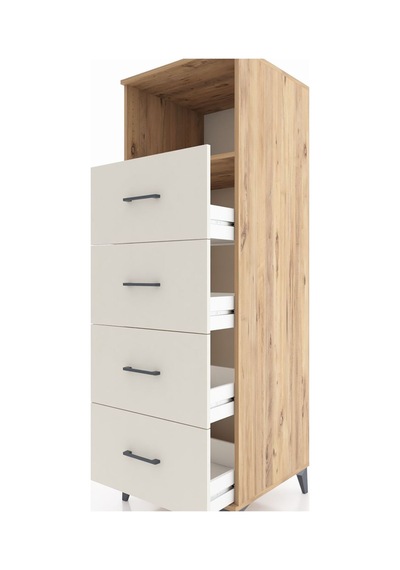 Kronos Dolap Tek Raflı 4 Çekmeceli 60x59x182 Çam-aytaşı Çam