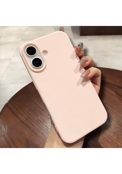 Apple Uyumlu iPhone 17 Kılıf Kamera Çıkıntılı Yumuşak Silikon İçi Kadife Lansman Kapak . Pudra