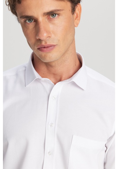 AC&Co / Altınyıldız Classics Erkek Beyaz Pamuklu Tailored Slim Fit Dar Kesim Klasik Yaka Armürlü Cepli Gömlek Beyaz AC&Co / Altınyıldız Classics Erkek Beyaz Pamuklu Tailored Slim Fit Dar Kesim Klasik Yaka Armürlü Cepli Gömlek Beyaz