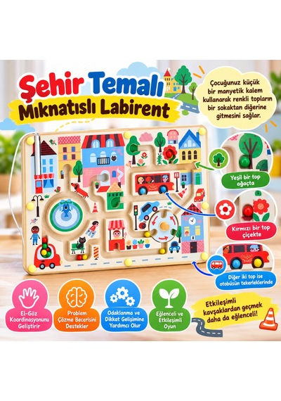 Şehir Temalı Mıknatıslı Labirent