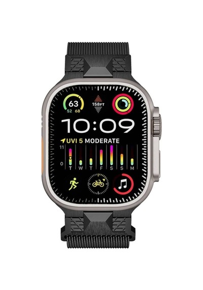 Apple Uyumlu Watch Ultra 49mm Zore Krd-107 Metal Hasır Kordon