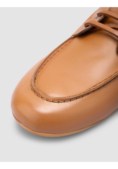 %100 Hakiki Deri Taba Kadın Loafer Taba