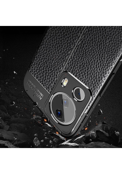 Xiaomi Mi 13 Lite Kılıf Deri Görünümlü Silikon Kamera Korumalı Üstün Koruma Pazarplus Siyah
