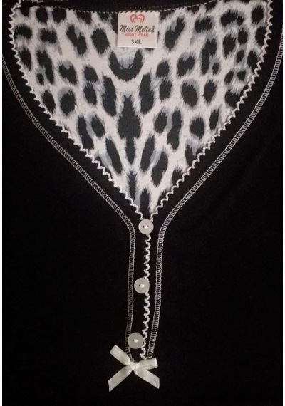 Miss Melina Bambu Kısa Kol Kadın Pijama Takımı Leopar Siyah